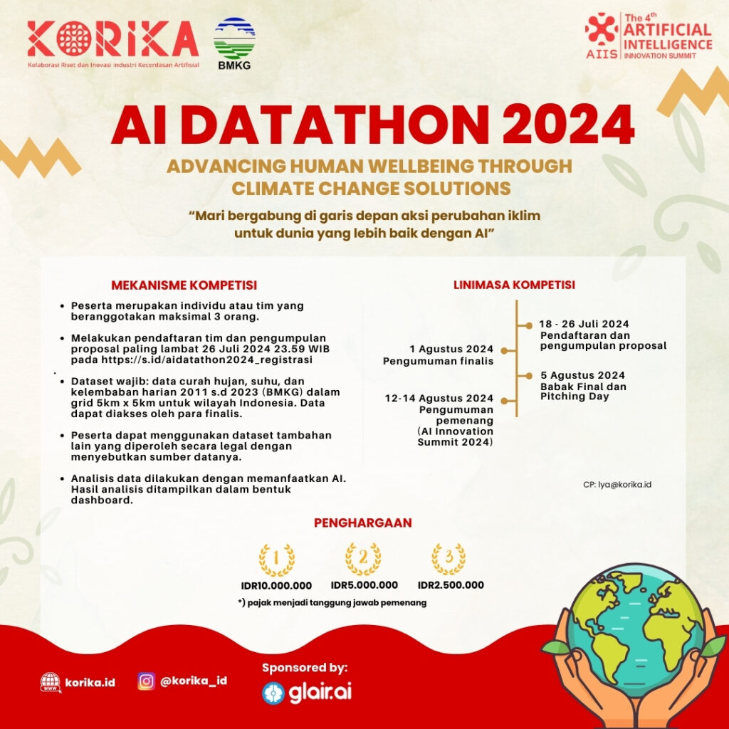 KORIKA Kembali Gelar AI Datathon, Kerjasama dengan BMKG dan GLAIR